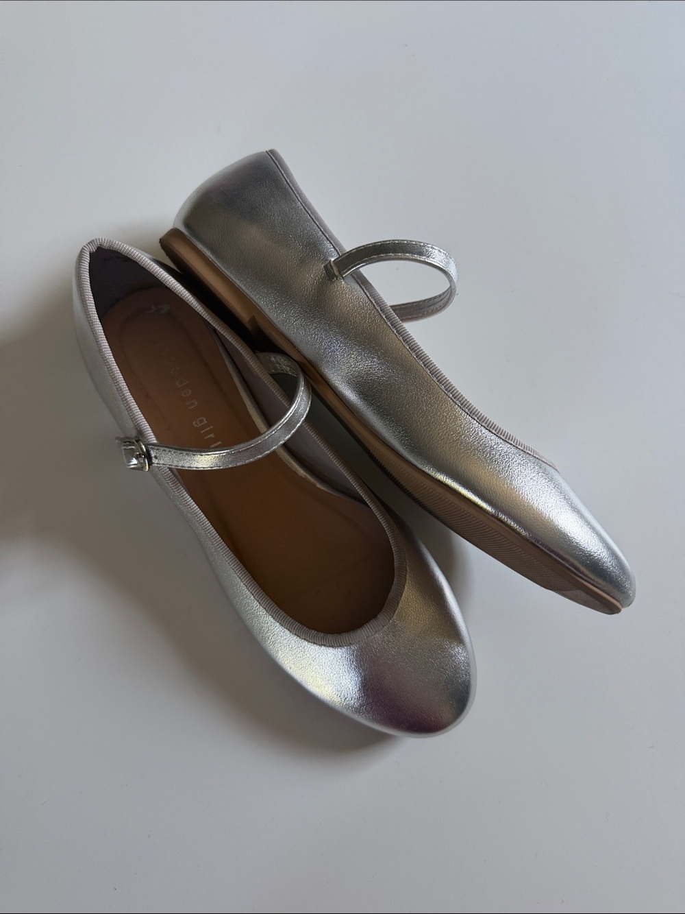 Madden Girl Metallic Silver Mary Jane Flats - Picture 2 of 5